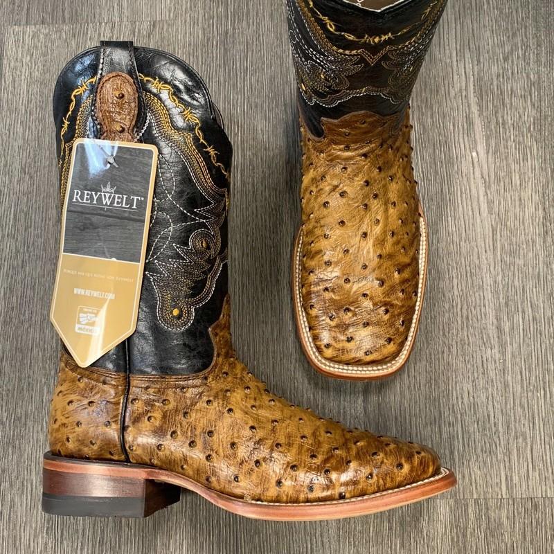 MEN'S BROWN OSTRICH QUILL LEATHER WESTERN RODEO EXOTIC COWBOY SQUARE TOE BOTAS