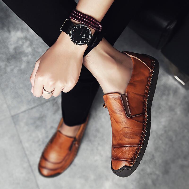 Men's Comfortable Leather Loafers Casual Breathable Driving Fashion Dress Shoes