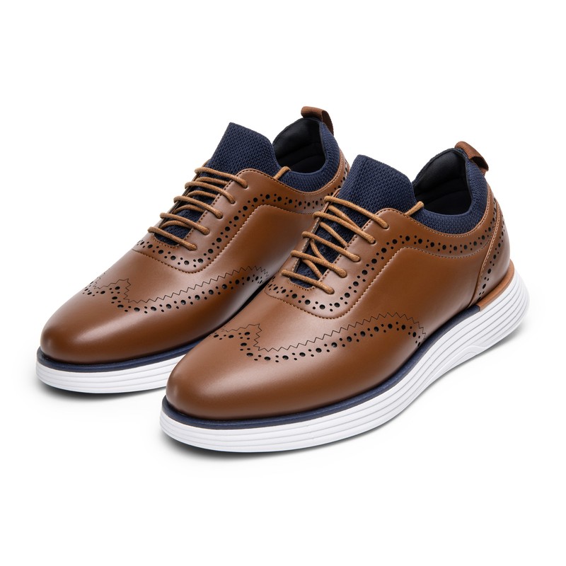 Men's Dress Sneakers Oxfords Casual Wingtip Brogue Breathable Shoes Black/Brown