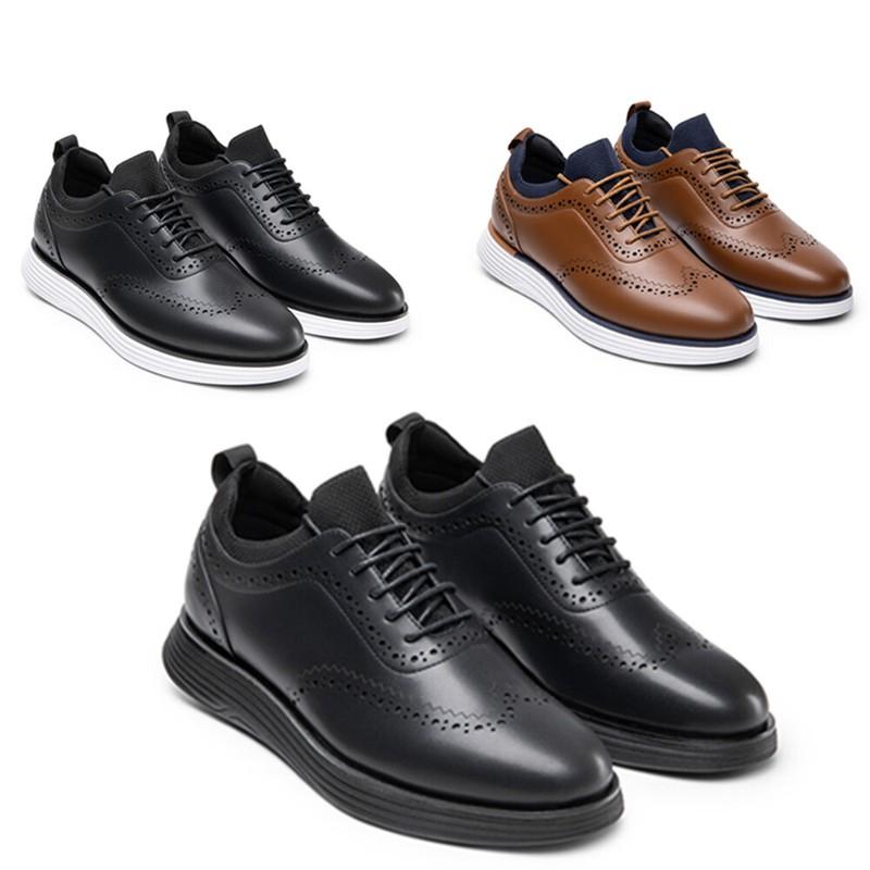 Men's Dress Sneakers Oxfords Casual Wingtip Brogue Breathable Shoes Black/Brown