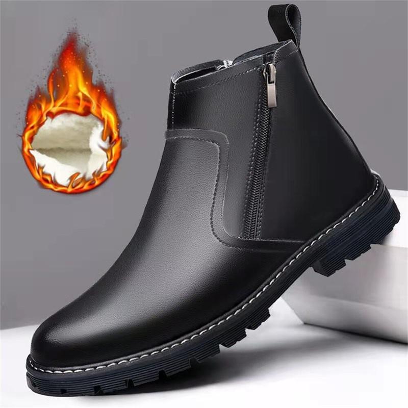 Men's Fashion Round Toe Dress Boots Business Chelsea Ankle Boots