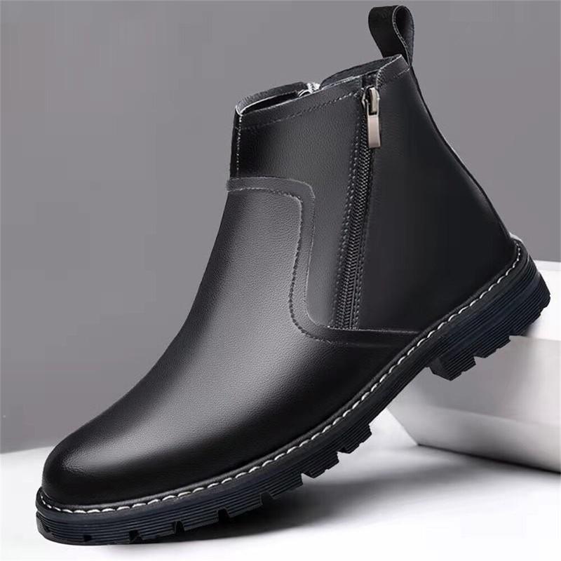 Men's Fashion Round Toe Dress Boots Business Chelsea Ankle Boots