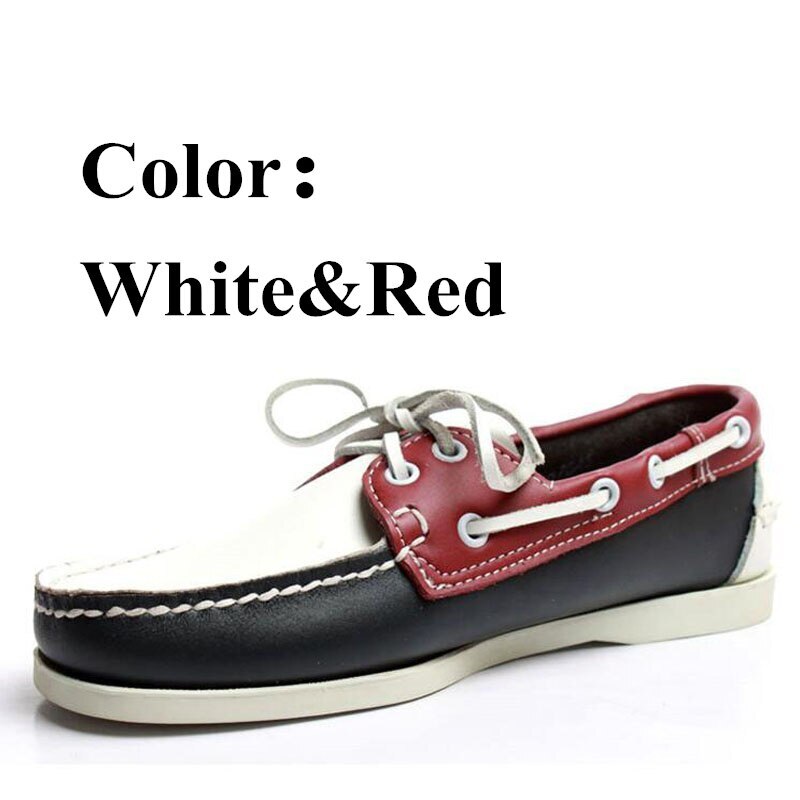 Men's Genuine Leather Fashion Casual Shoes Flat Boat Shoes Loafers Walking Shoes