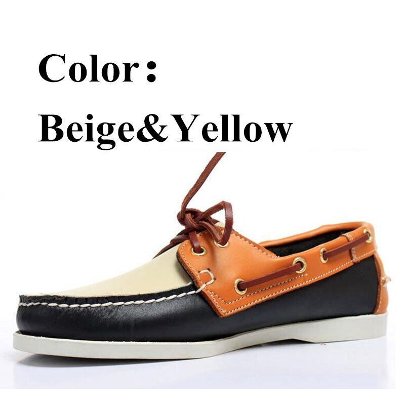 Men's Genuine Leather Fashion Casual Shoes Flat Boat Shoes Loafers Walking Shoes
