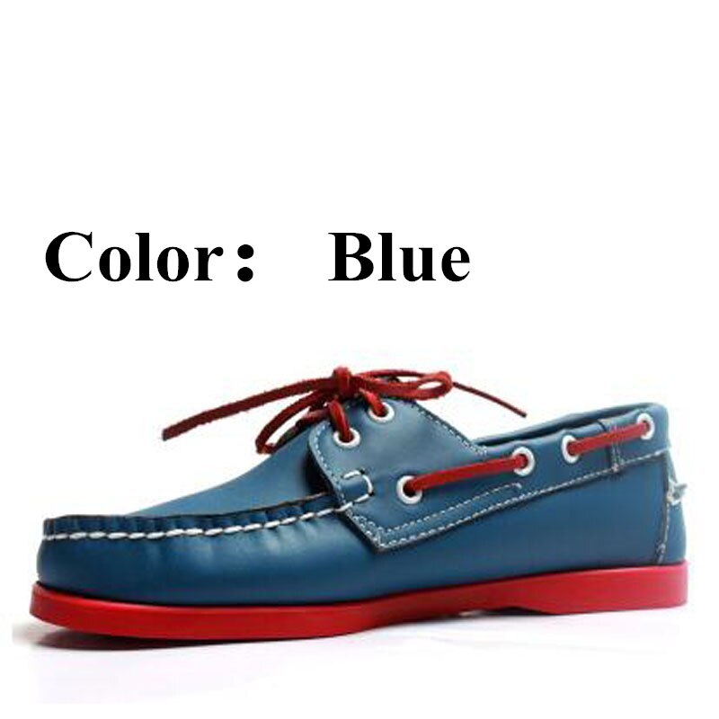 Men's Genuine Leather Fashion Casual Shoes Flat Boat Shoes Loafers Walking Shoes