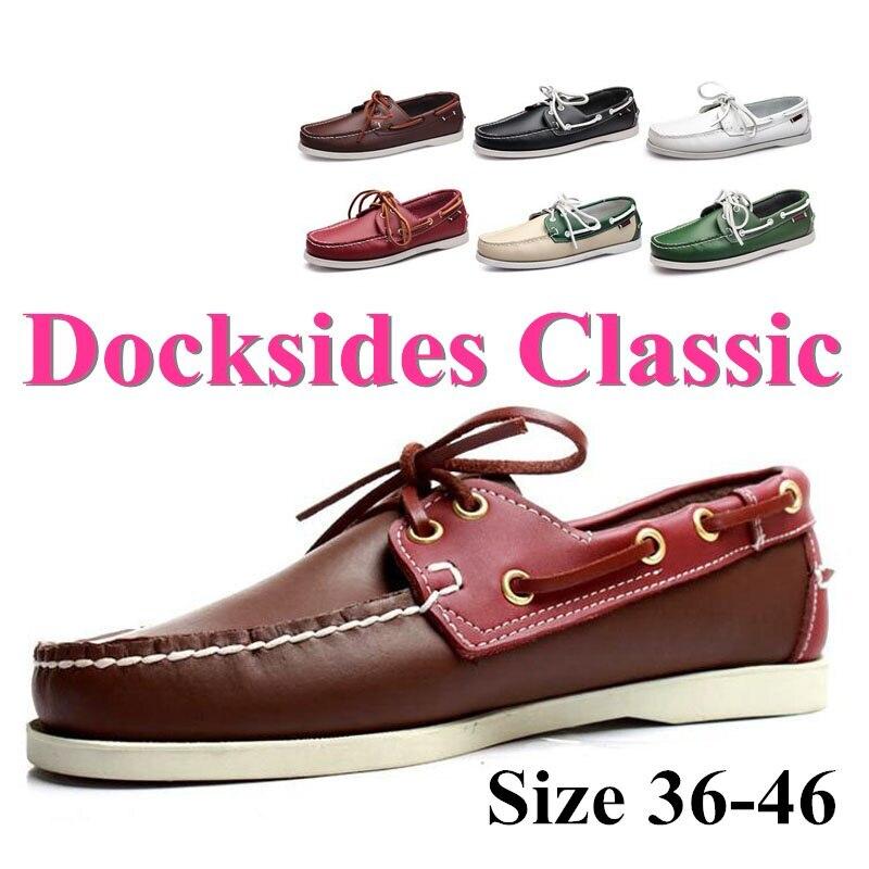 Men's Genuine Leather Fashion Casual Shoes Flat Boat Shoes Loafers Walking Shoes