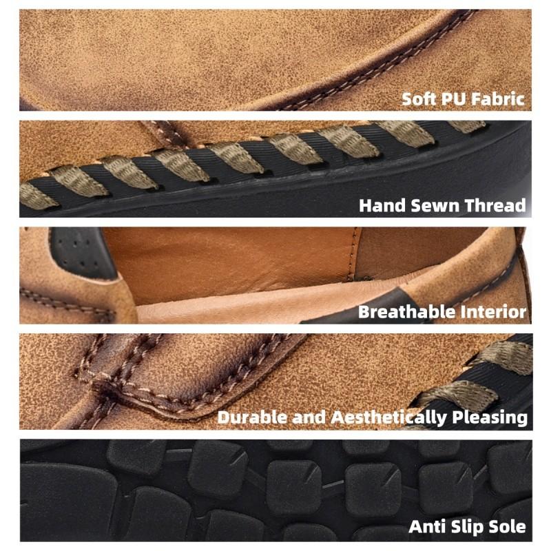 Men's Hand Sewn Loafers Indoor Business Office Shoes Artificial Leather Shoes