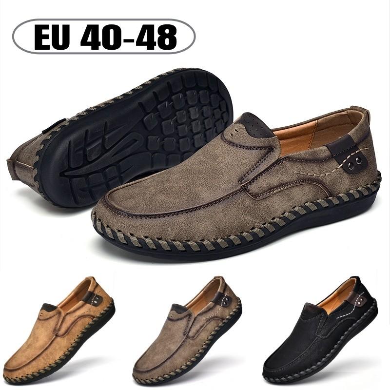 Men's Hand Sewn Loafers Indoor Business Office Shoes Artificial Leather Shoes