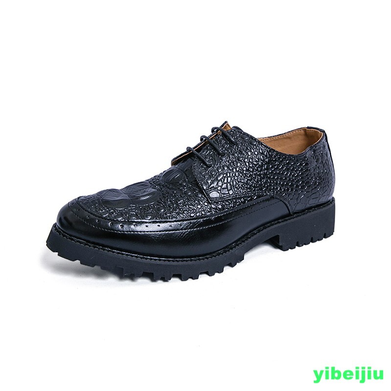Men's Lace Up Alligator Crocodile Pattern Derby Leather Dress Formal Shoes 2025
