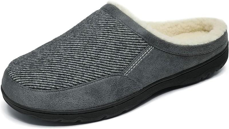 Men's Memory Foam Clog Slippers Fleece Fuzzy Slip On House Cozy Winter Shoes