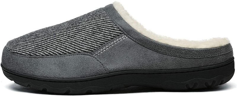 Men's Memory Foam Clog Slippers Fleece Fuzzy Slip On House Cozy Winter Shoes