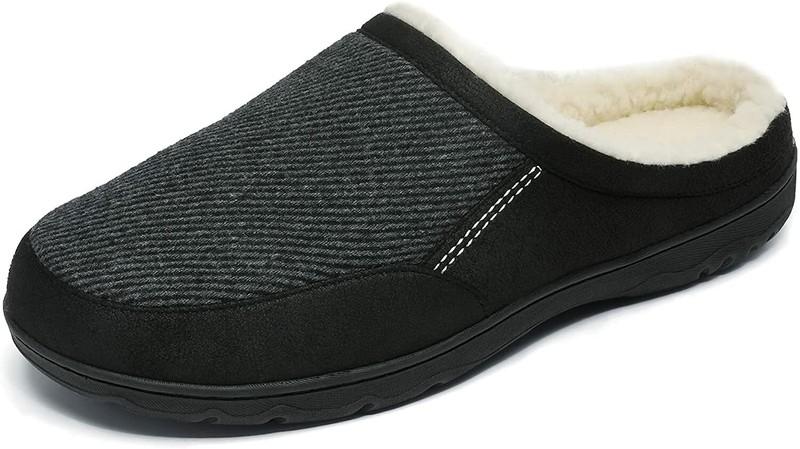 Men's Memory Foam Clog Slippers Fleece Fuzzy Slip On House Cozy Winter Shoes