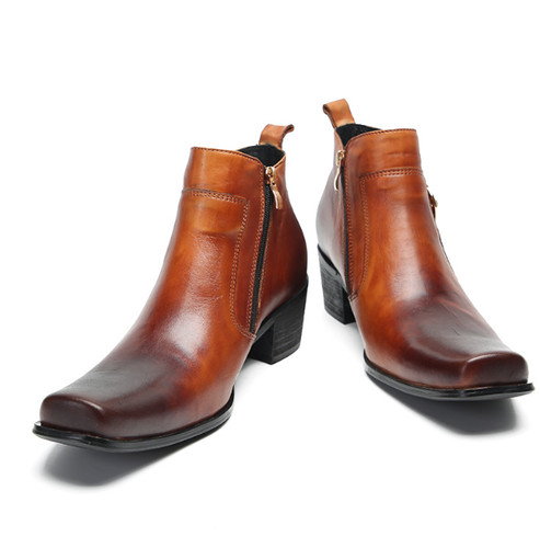 Men's MId Cuban Heel Dress Ankle Boots Vintage Shoes Square Toe Formal Chukka