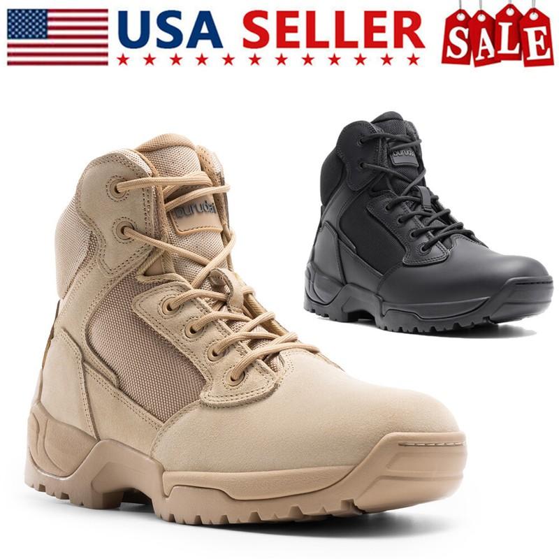 Men's Military Tactical Work Boots Side Zipper Motorcycle Combat Boots