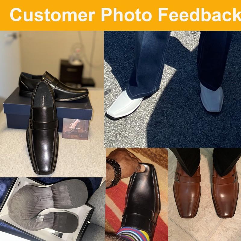 Men's Oxford Shoes Square Toe Loafers Formal Slip On Dress Shoes