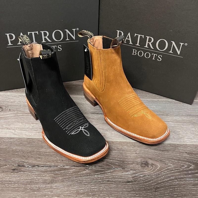 MEN'S PATRON BOTIN WESTERN ANKLE HALF BOOT GAMUZA LEATHER SQUARE TOE SUELA CUERO