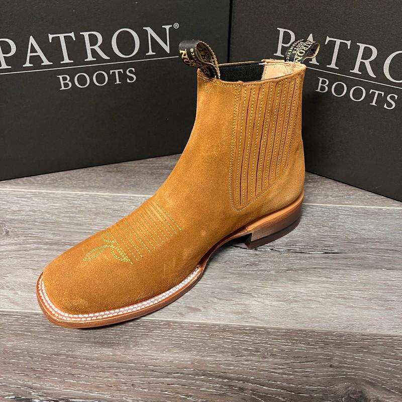MEN'S PATRON BOTIN WESTERN ANKLE HALF BOOT GAMUZA LEATHER SQUARE TOE SUELA CUERO