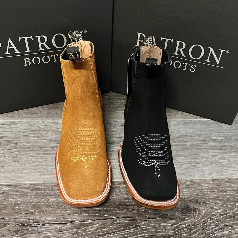 MEN'S PATRON BOTIN WESTERN ANKLE HALF BOOT GAMUZA LEATHER SQUARE TOE SUELA CUERO