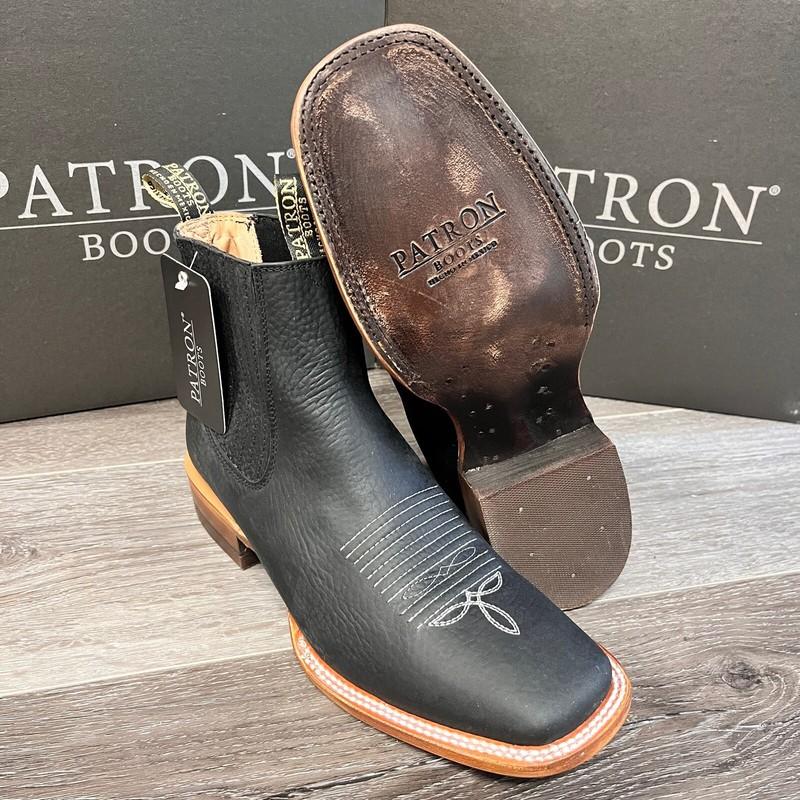 MEN'S PATRON BOTIN WESTERN ANKLE HALF BOOT RHINO LEATHER SQUARE TOE SUELA CUERO
