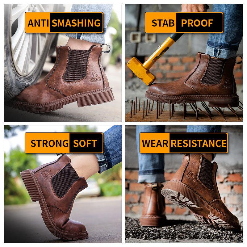 Men's Safety Construction Waterproof Steel Toe Work Boots Working Safety Boots