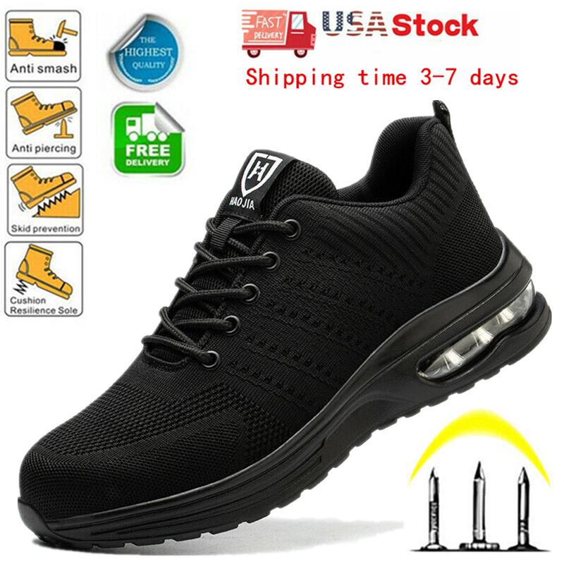 Men's Safety Shoes Steel Toe Work Boots Anti-Slip Anti-Smash Breathable Sneakers