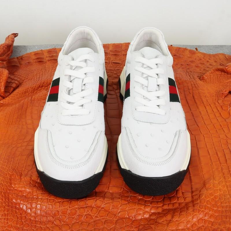 Men's Shoes Genuine Ostrich Skin Leather Handmad White Size 11US - 44EU #3337