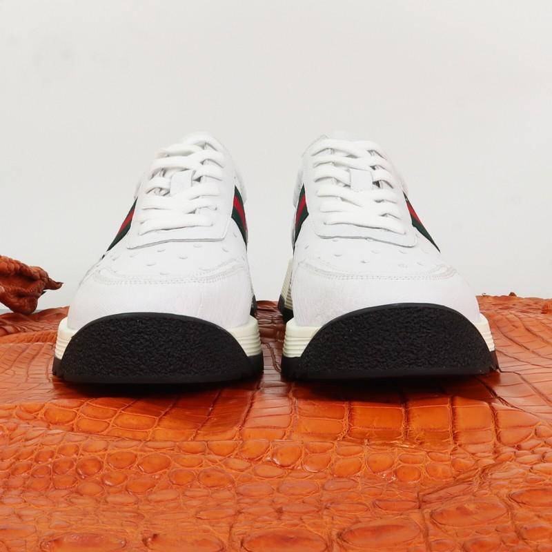 Men's Shoes Genuine Ostrich Skin Leather Handmad White Size 11US - 44EU #3337