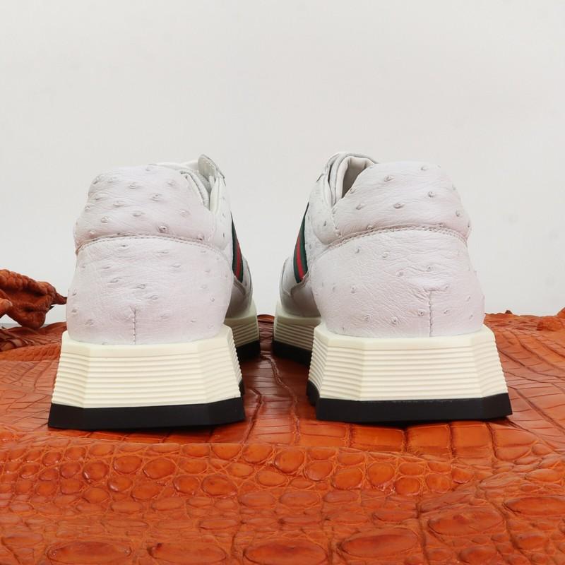 Men's Shoes Genuine Ostrich Skin Leather Handmad White Size 11US - 44EU #3337