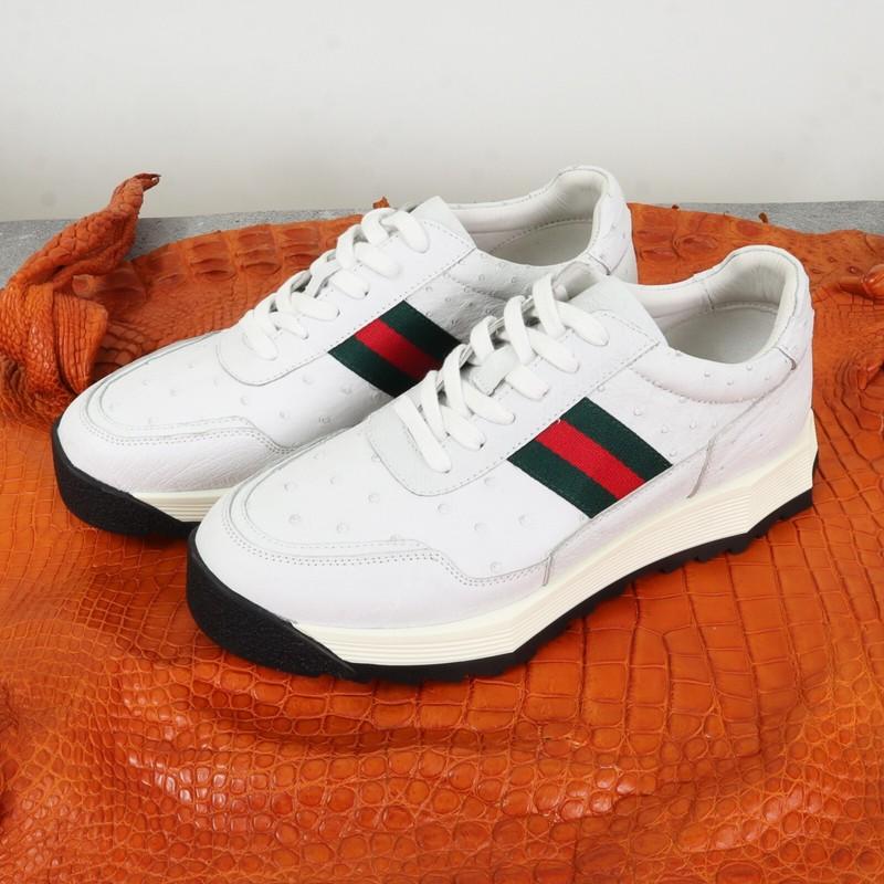 Men's Shoes Genuine Ostrich Skin Leather Handmad White Size 11US - 44EU #3337