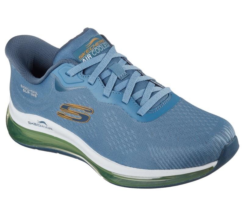 Men's Shoes Skechers Blue Lime Slip Ins Cushioned Memory Foam Air Cooled 232860