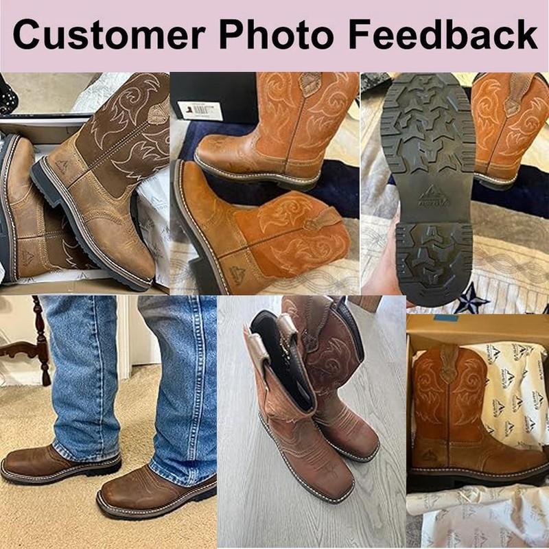 Men's Steel Toe Boots Western Boots Cowboy Boots Square Toe Leather Work Boots