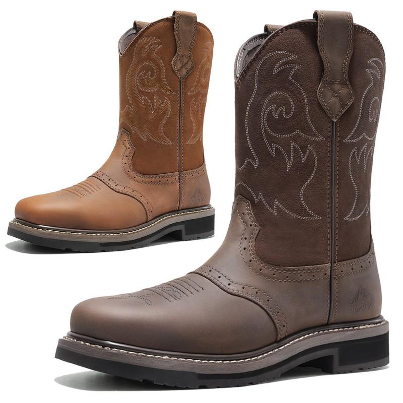 Men's Steel Toe Boots Western Boots Cowboy Boots Square Toe Leather Work Boots
