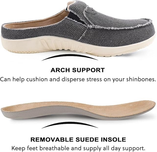 Men's Sturdy Canvas Loafer House Shoes Non-Slip Casual Slippers Indoor Outdoor