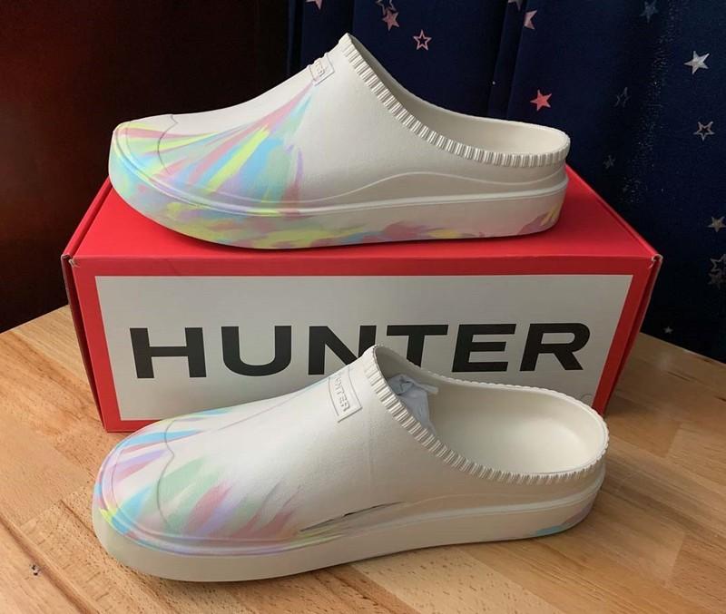 Men's Unisex HUNTER IN/OUT Algae Foam Marble Clog Shaded White Sz 12 New In Box