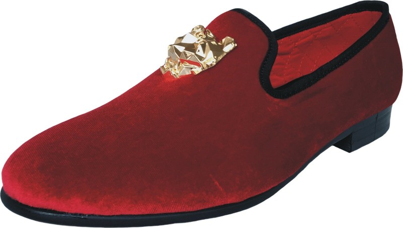 Men's Velvet Loafers Dress Shoes With Gold Buckle Slippers Slip-on Wedding Shoes