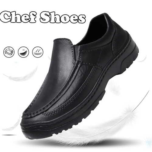 Men's Work Shoes Restaurant Kitchen Water Oil Resistant Non-Slip Black Slip-On