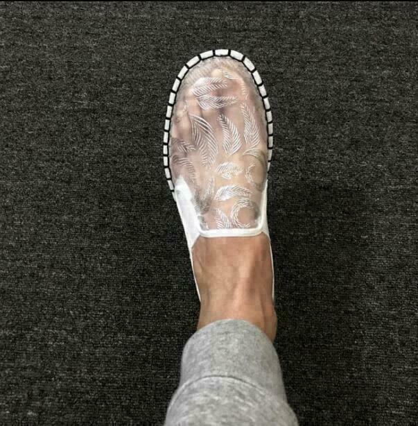 Men Transparent Mesh Breathable Pull On Flats Sandals Casual Loafers Shoes New H