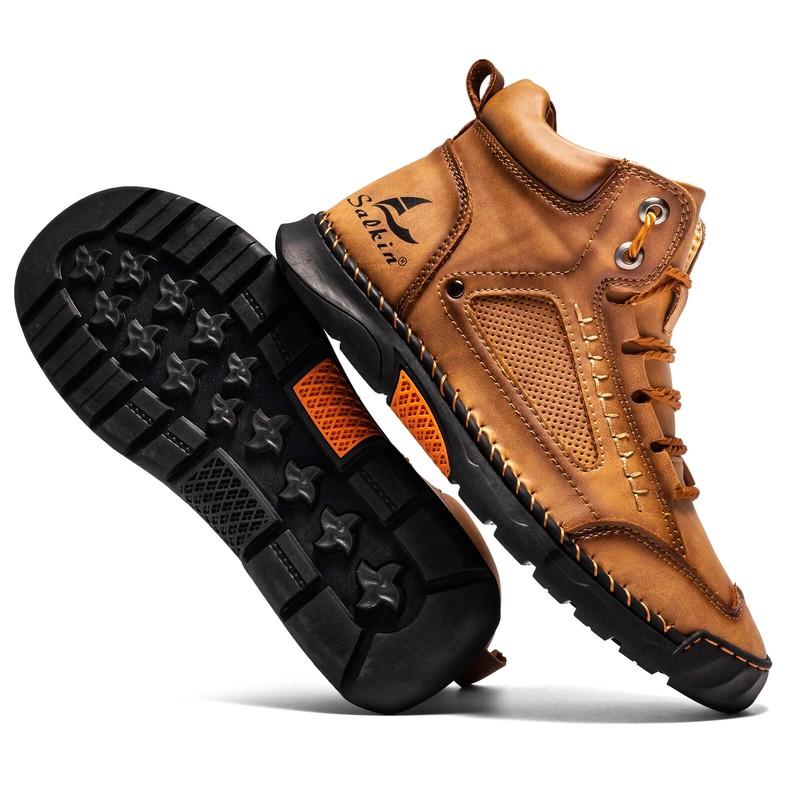 Men Waterproof Ankle Boots Breathable Soft Sneakers Handmade Casual Flat Shoes