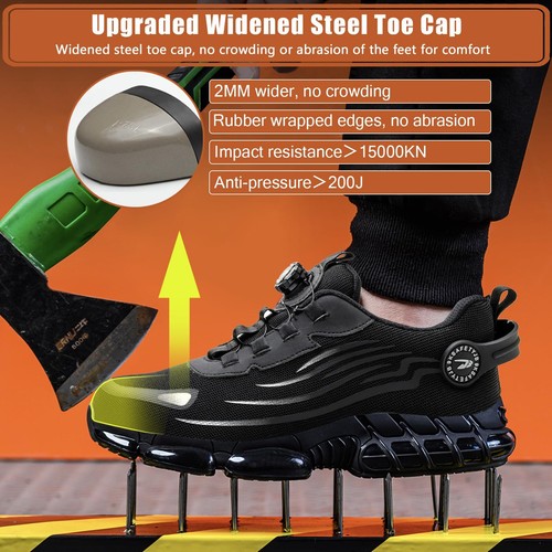 Men Work Safety Shoes Steel Toe Rotating Buckle Indestructible Non-slip Sneakers