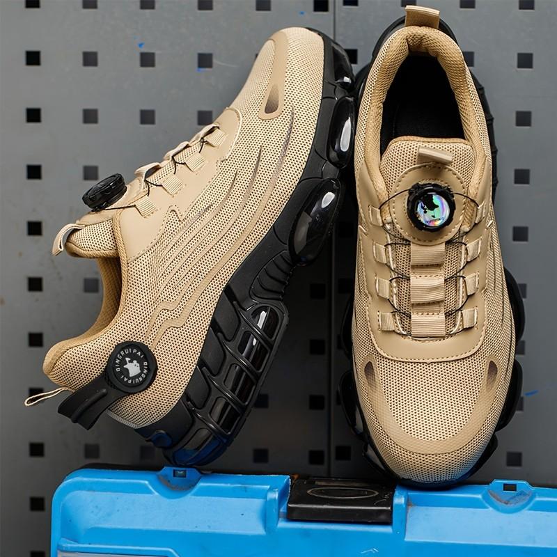 Men Work Shoes Safety Toe Rotating Buckle Breathable Non-Slip Steel Toe Sneakers