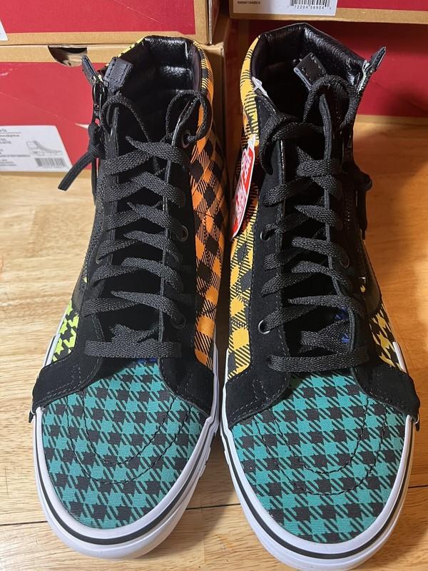 Mens 10.5 Vans Sk8 Hi "What The Buffalo" Houndstooth Plaid Sneakers BNIB