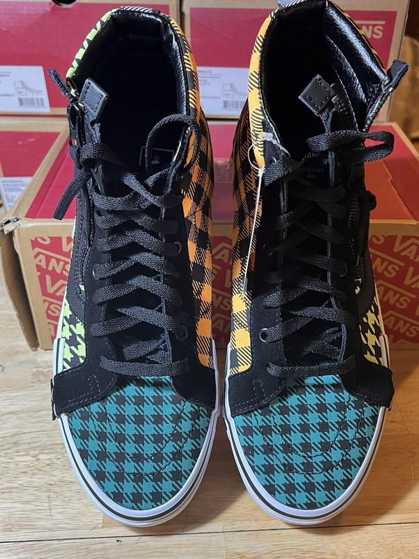 Mens 10.5 Vans Sk8 Hi "What The Buffalo" Houndstooth Plaid Sneakers BNIB