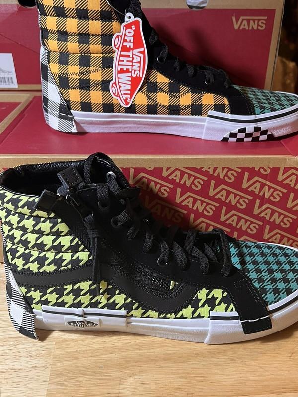 Mens 10.5 Vans Sk8 Hi "What The Buffalo" Houndstooth Plaid Sneakers BNIB