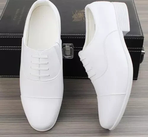 Mens Cap Toe Wedding Groom Oxford Dress Formal Shoes White Shoes Casual Business