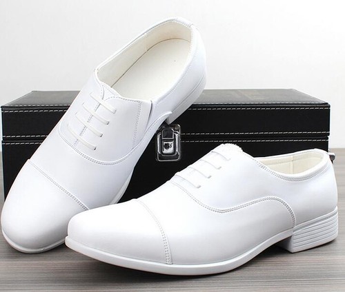 Mens Cap Toe Wedding Groom Oxford Dress Formal Shoes White Shoes