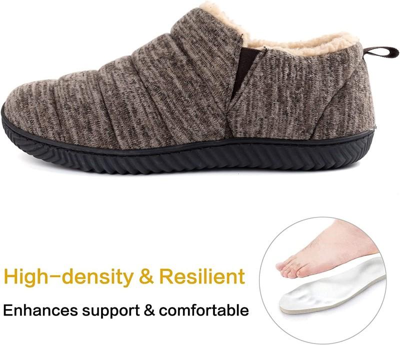 Mens Cozy Memory Foam Slippers Fuzzy Fleece Lined Indoor And Outdoor House Shoes