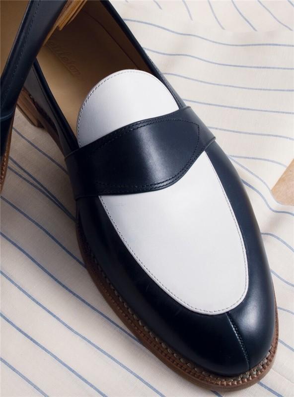 Mens Fashion Two Tone Formal Shoes Men Dress Shoes Spectator Shoes Moccasins