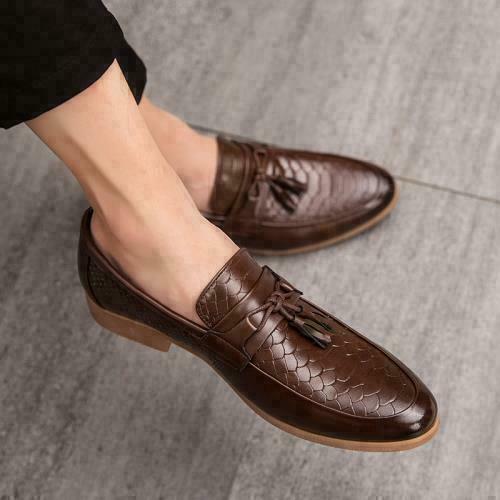 Mens Pointed Toe Work Office Slip on Formal Club Loafers Business Leisure Shoes