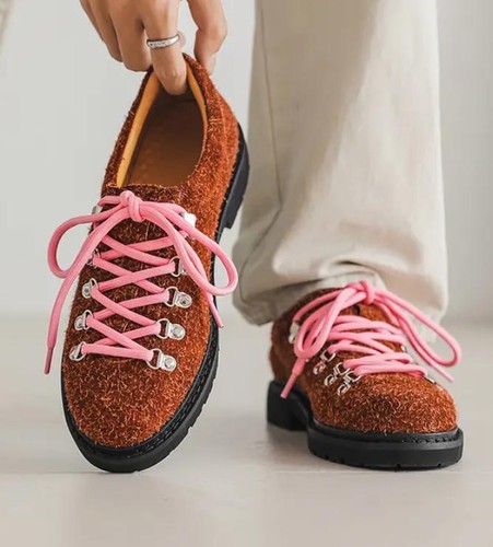 Mens Round Toe Suede Outdoor Casual Non-slip Lace Up Platform Shoes Oversize Sz