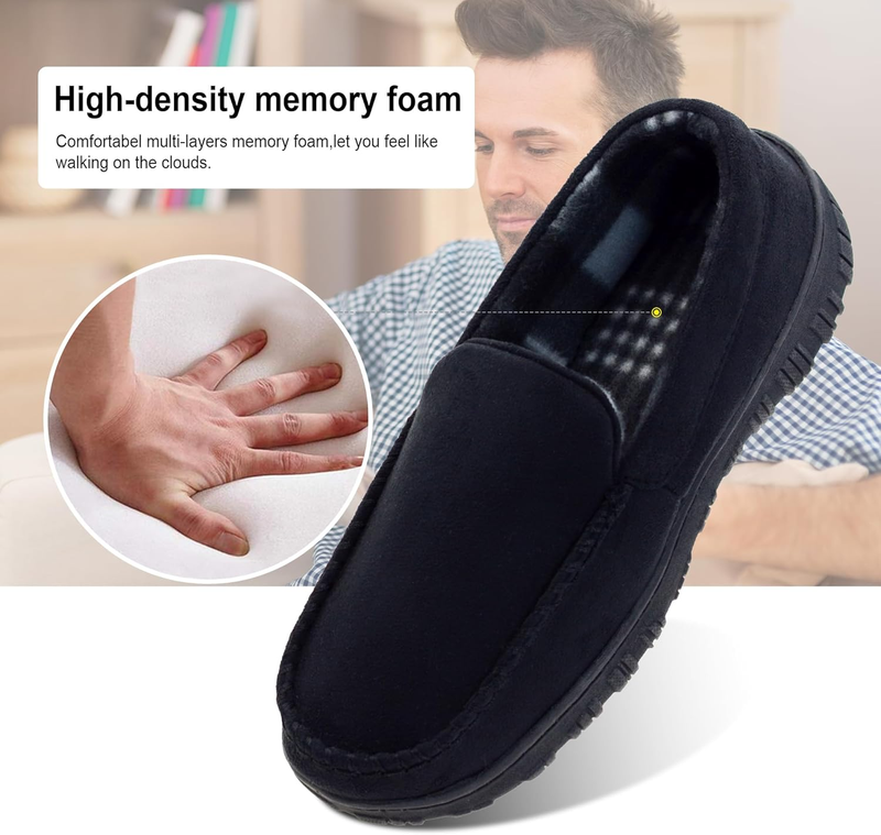 Mens Slippers Moccasins For Men Breathable Memory Foam House Shoes Indoor Outdoo